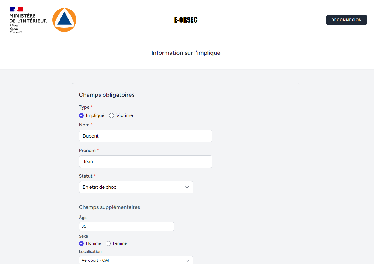 Fiche d'intendant que l'on peut modifier