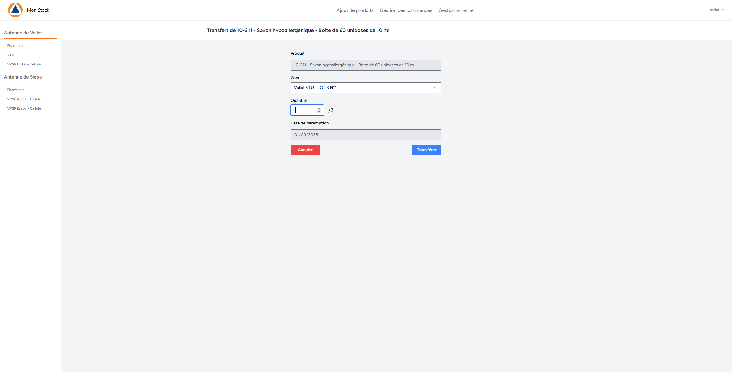 Fiche d'intendant que l'on peut modifier
